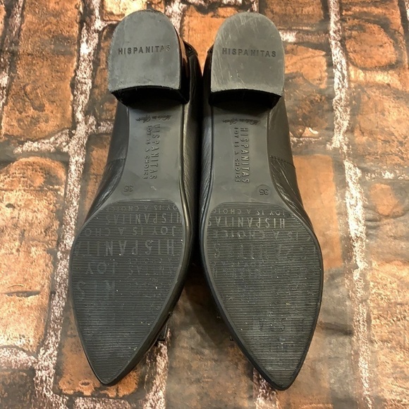 Hispanitas Block Heel Pumps Point Toe Buckle Omega Black Patent Leather 6/6.5 - Picture 12 of 12